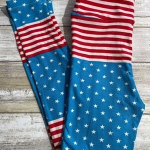 Lularoe Kids S/M Patriotic Stars & Stripes 4th Of July Leggings NWOT‎